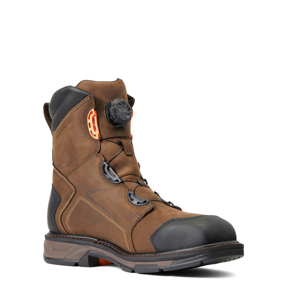 Ariat WorkHog XT 8" BOA Waterproof Carbon Toe Work Boot - CHOCOLATE BROWN