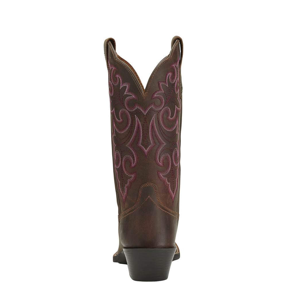 Ariat Round Up Square Toe Western Boot - POWDER BROWN