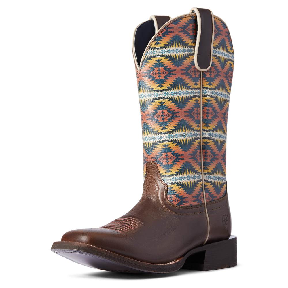 Ariat Pendleton Circuit Savanna Western Boot - CRACKLED CAFE - Click Image to Close