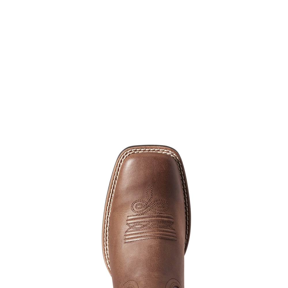 Ariat Round Up Wide Square Toe Western Boot - DARK BUFFALO BROWN