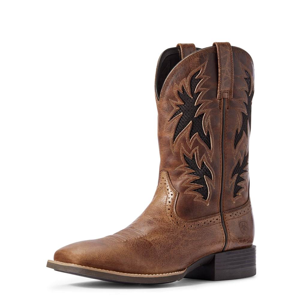 Ariat Sport Cool VentTEK Western Boot - DARK TAN - Click Image to Close