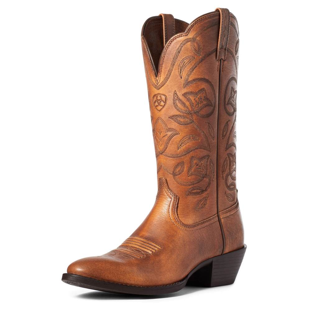 Ariat Heritage R Toe Western Boot - COPPER BROWN - Click Image to Close