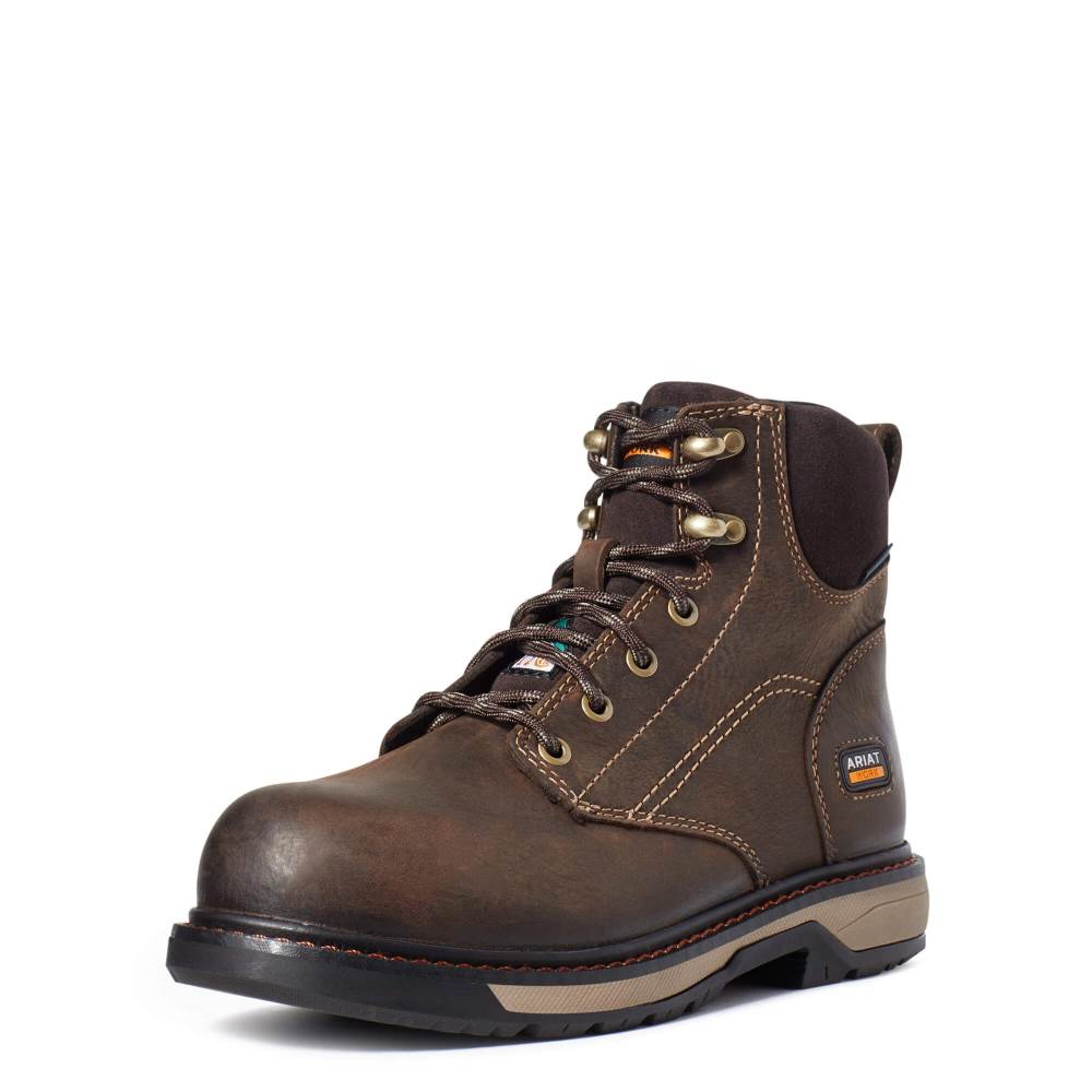 Ariat Riveter 6" CSA Waterproof Composite Toe Work Boot - DARK BROWN - Click Image to Close