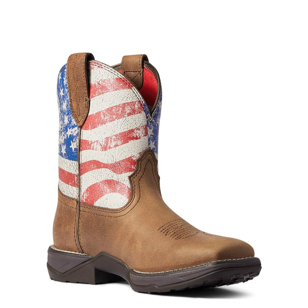 Ariat Anthem Shortie Patriot Western Boot - RED BROWN