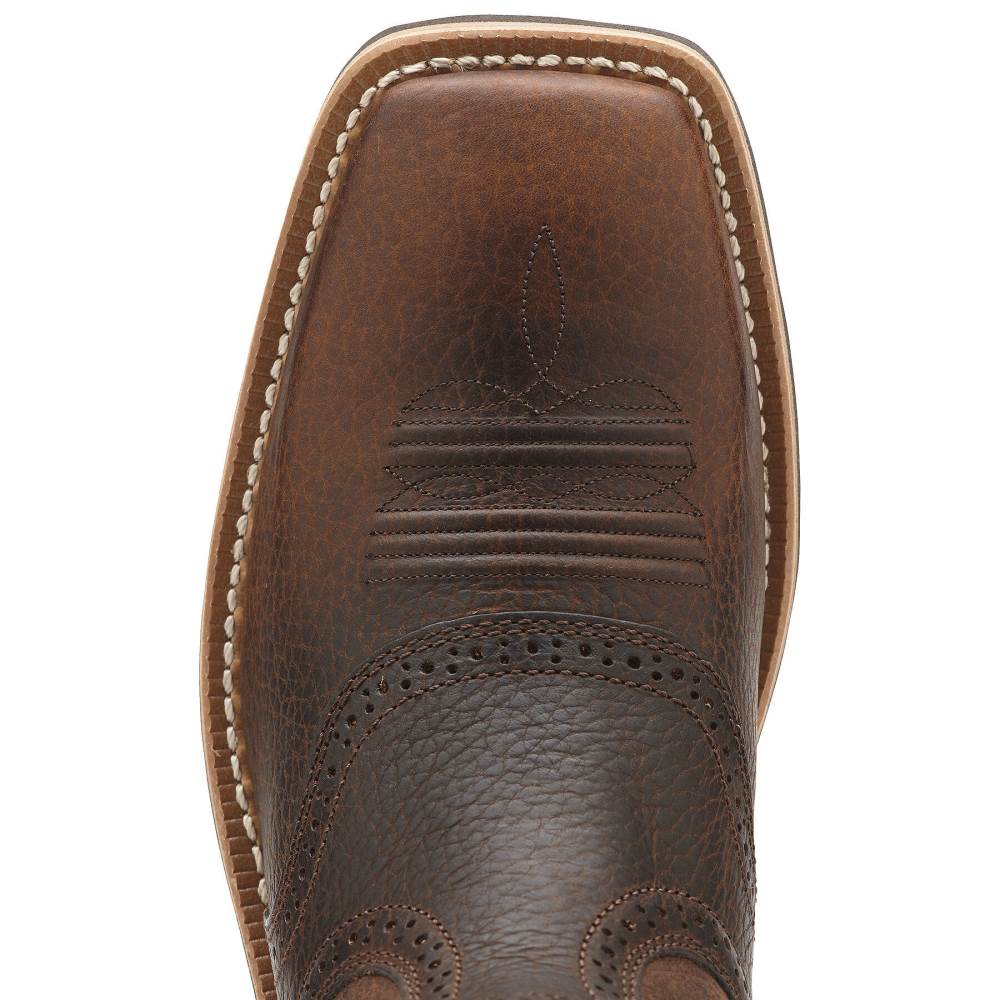 Ariat Heritage Roughstock Wide Square Toe Western Boot - BROWN OILED ROWDY