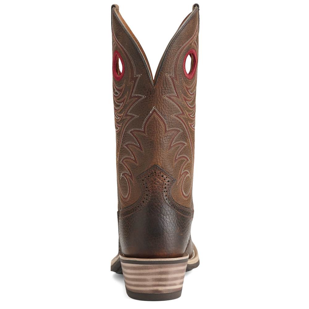 Ariat Heritage Roughstock Wide Square Toe Western Boot - BROWN OILED ROWDY