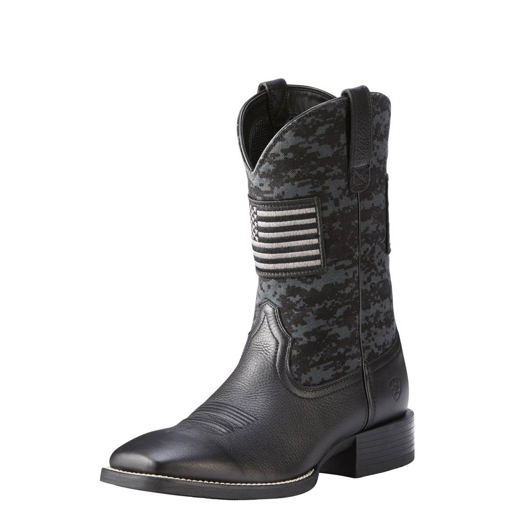 Ariat Sport Patriot Western Boot - BLACK DEERTAN