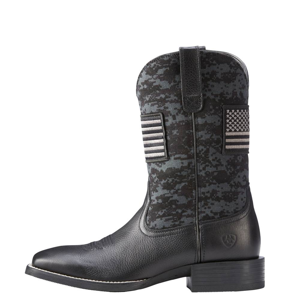 Ariat Sport Patriot Western Boot - BLACK DEERTAN