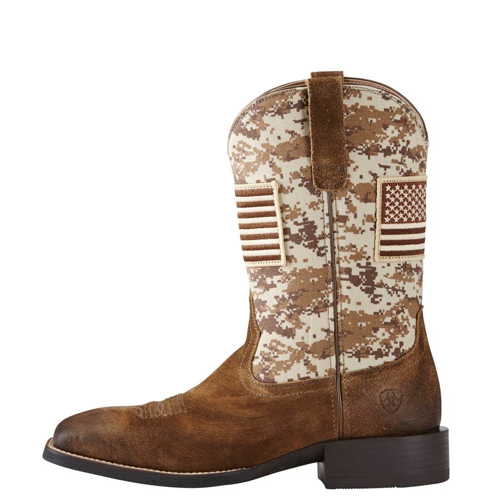 Ariat Sport Patriot Western Boot - ANTIQUE MOCHA SUEDE