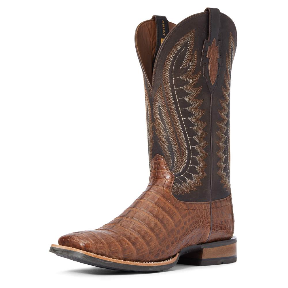 Ariat Double Down Western Boot - CARAMEL CAIMAN BELLY - Click Image to Close