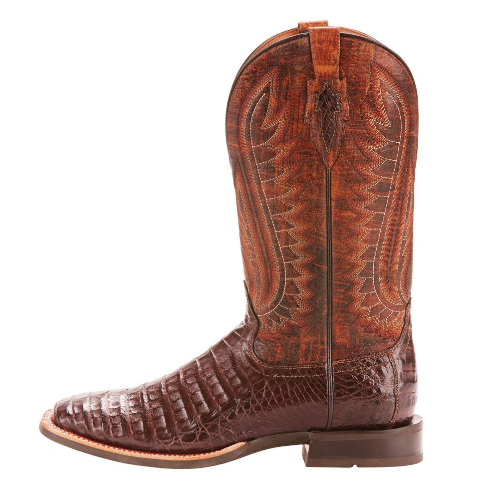 Ariat Double Down Western Boot - ANTIQUE PECAN CAIMAN BELLY