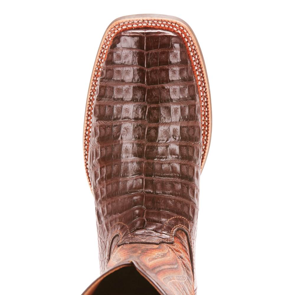 Ariat Double Down Western Boot - ANTIQUE PECAN CAIMAN BELLY