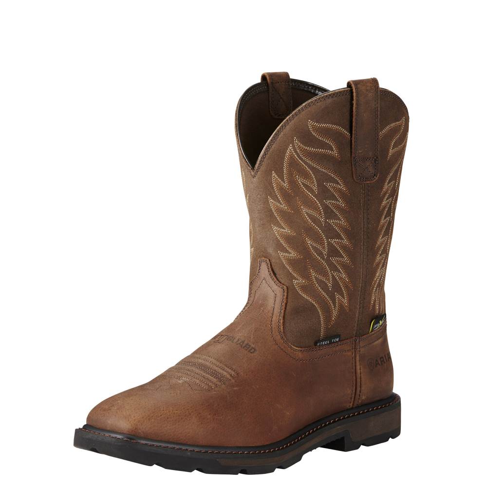 Ariat Groundbreaker Wide Square Toe MetGuard MetGuard Steel Toe Work Boot - BROWN - Click Image to Close