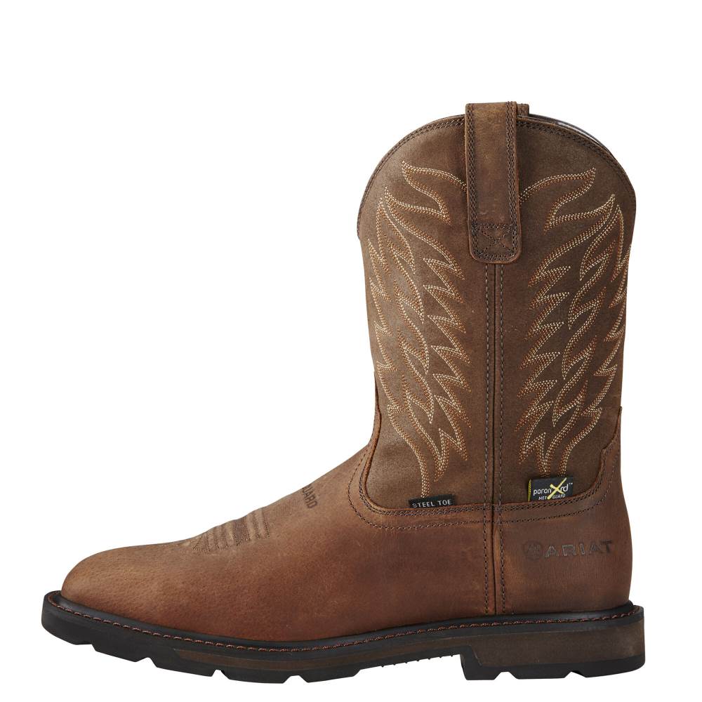 Ariat Groundbreaker Wide Square Toe MetGuard MetGuard Steel Toe Work Boot - BROWN