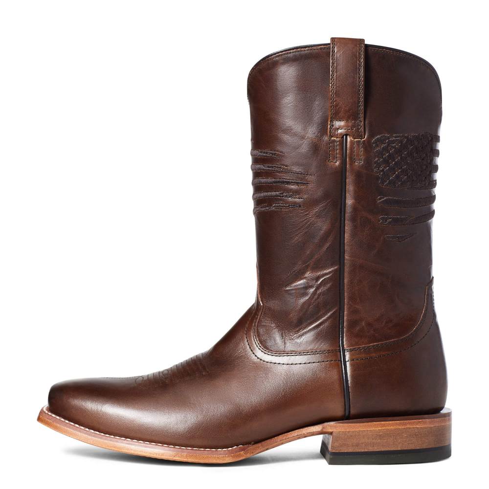 Ariat Circuit Patriot Square Toe Western Boot - BAR TOP BROWN