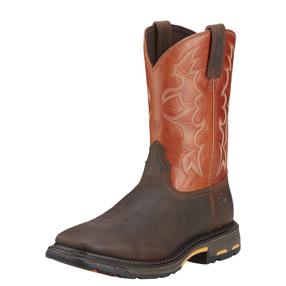 Ariat WorkHog Wide Square Toe Work Boot - DARK EARTH