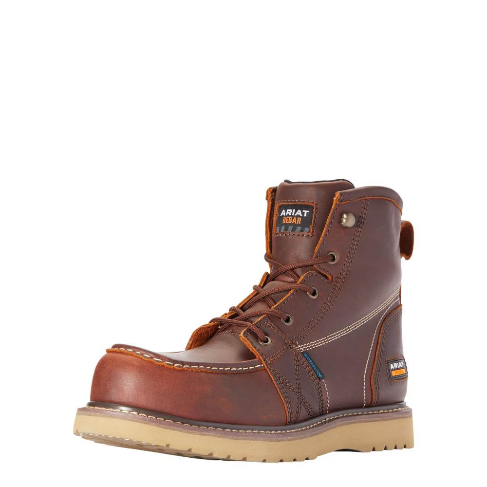 Ariat Rebar Wedge Moc Toe 6" Waterproof Composite Toe Work Boot - RUSTED COPPER - Click Image to Close