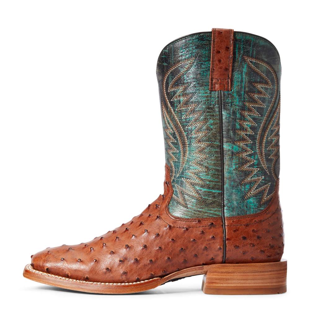 Ariat Gallup Western Boot - BRANDY FULL QUILL OSTRICH