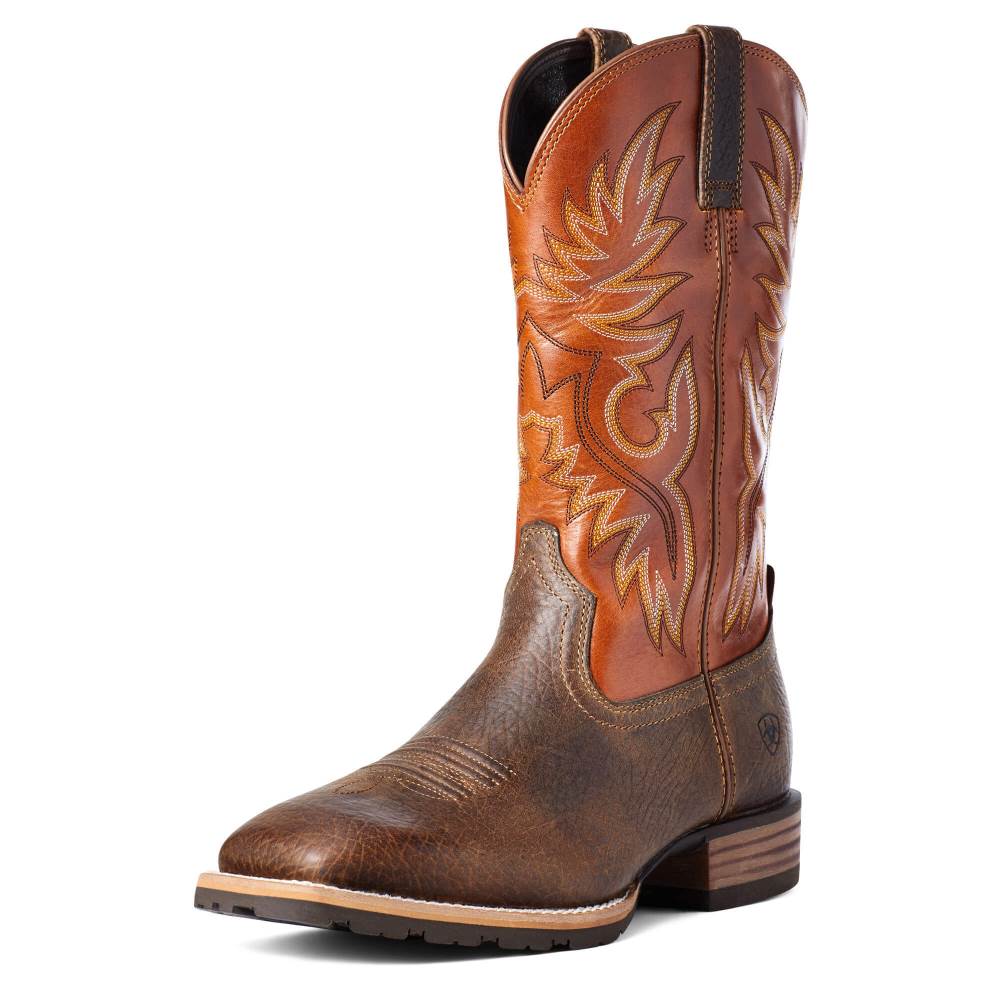 Ariat Hybrid Big Boy Back Zip Western Boot - EARTH/ ORANGE - Click Image to Close