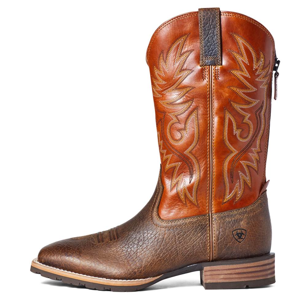 Ariat Hybrid Big Boy Back Zip Western Boot - EARTH/ ORANGE