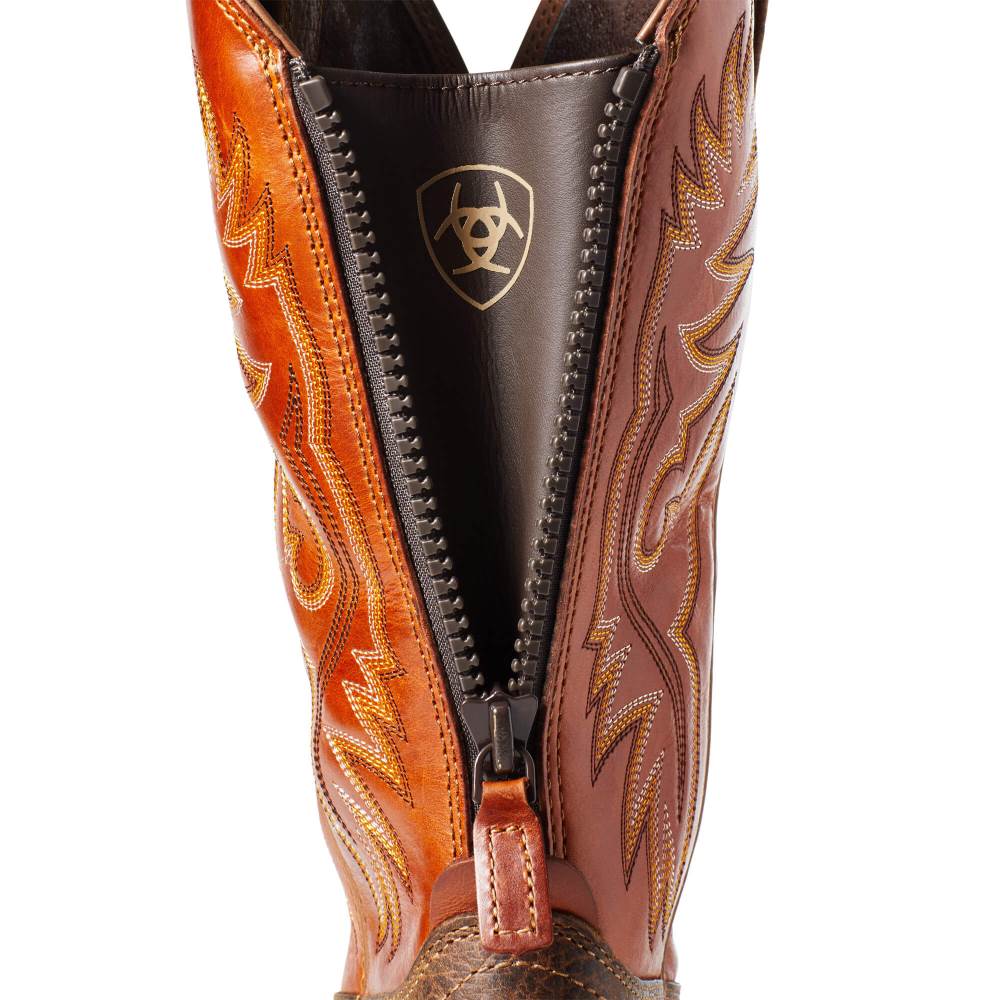 Ariat Hybrid Big Boy Back Zip Western Boot - EARTH/ ORANGE