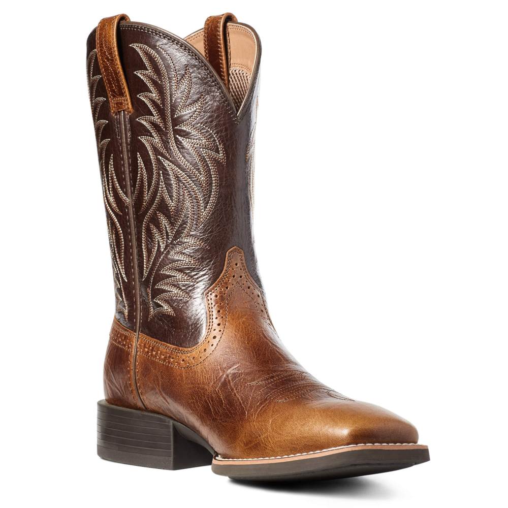 Ariat Sport Wide Square Toe Western Boot - TAN BOMBER