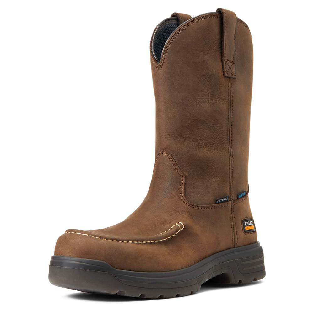 Ariat Turbo Moc Toe Waterproof Carbon Toe Work Boot - MOCHA - Click Image to Close