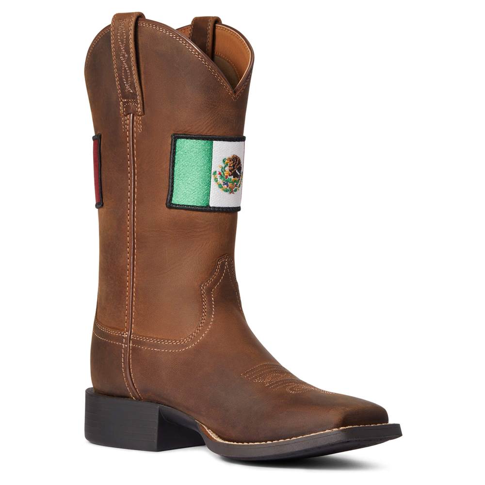 Ariat Round Up Orgullo Mexicano Western Boot - DISTRESSED BROWN