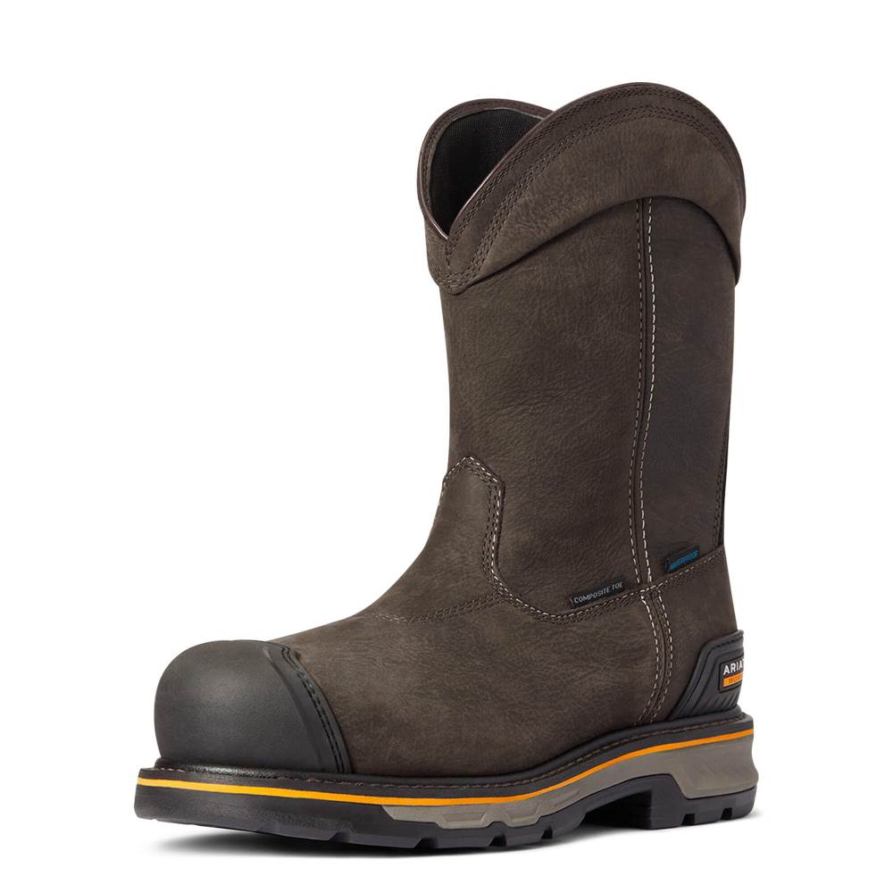 Ariat Stump Jumper Pull-On Waterproof Composite Toe Work Boot - IRON COFFEE - Click Image to Close