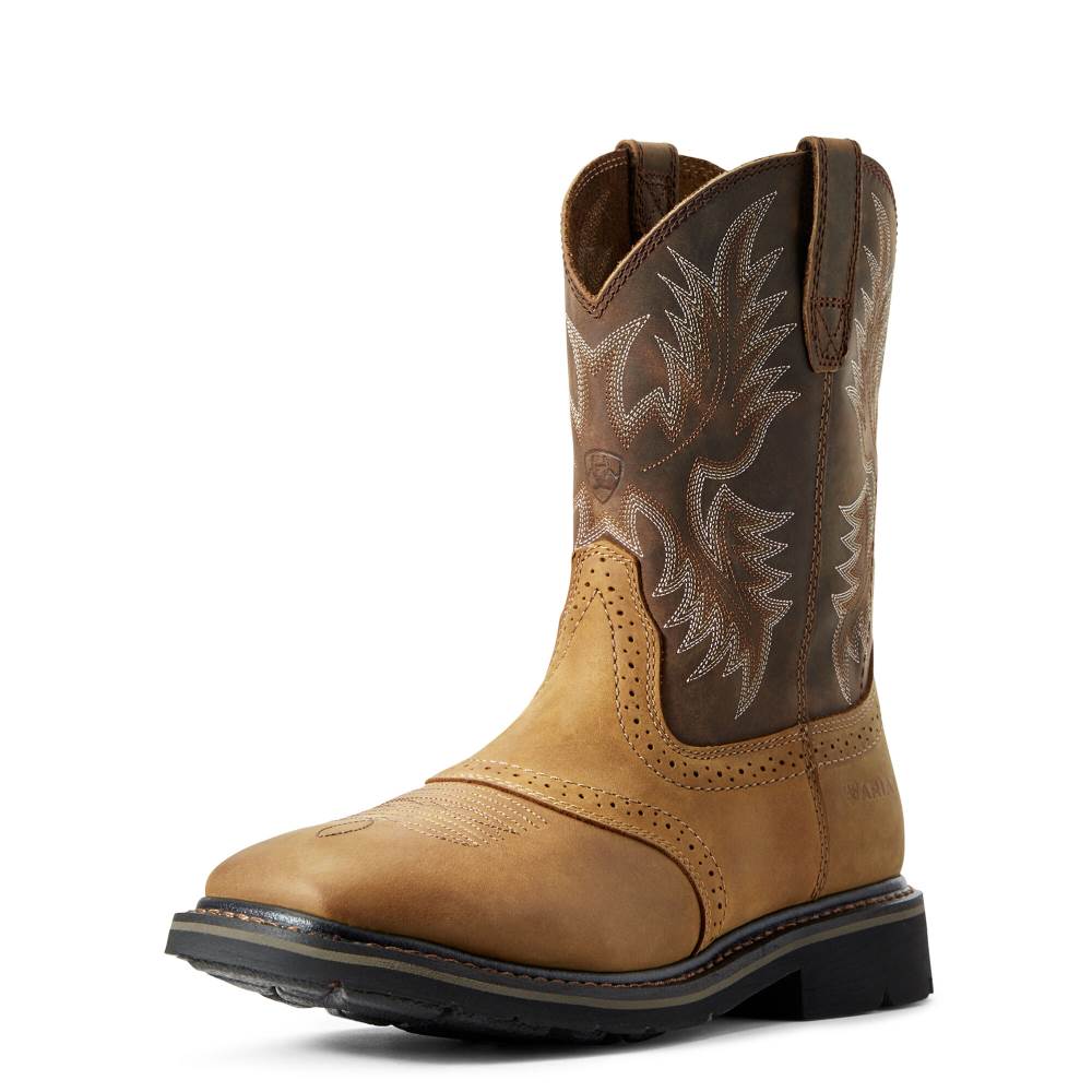 Ariat Sierra Wide Square Toe Work Boot - AGED BARK - Click Image to Close