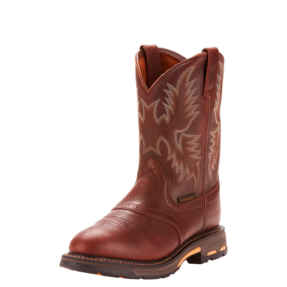 Ariat Workhog Pull-on Work Boot - DARK COPPER - Click Image to Close