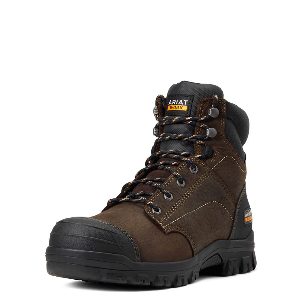 Ariat Treadfast 6" Waterproof Work Boot - DARK BROWN - Click Image to Close