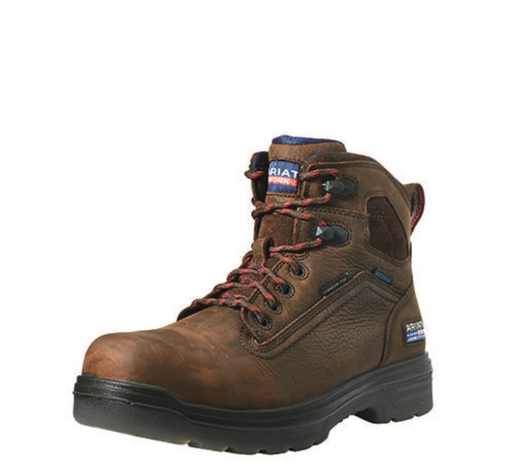 Ariat Turbo 6" USA Assembled Waterproof Carbon Toe Work Boot - RICH BROWN - Click Image to Close