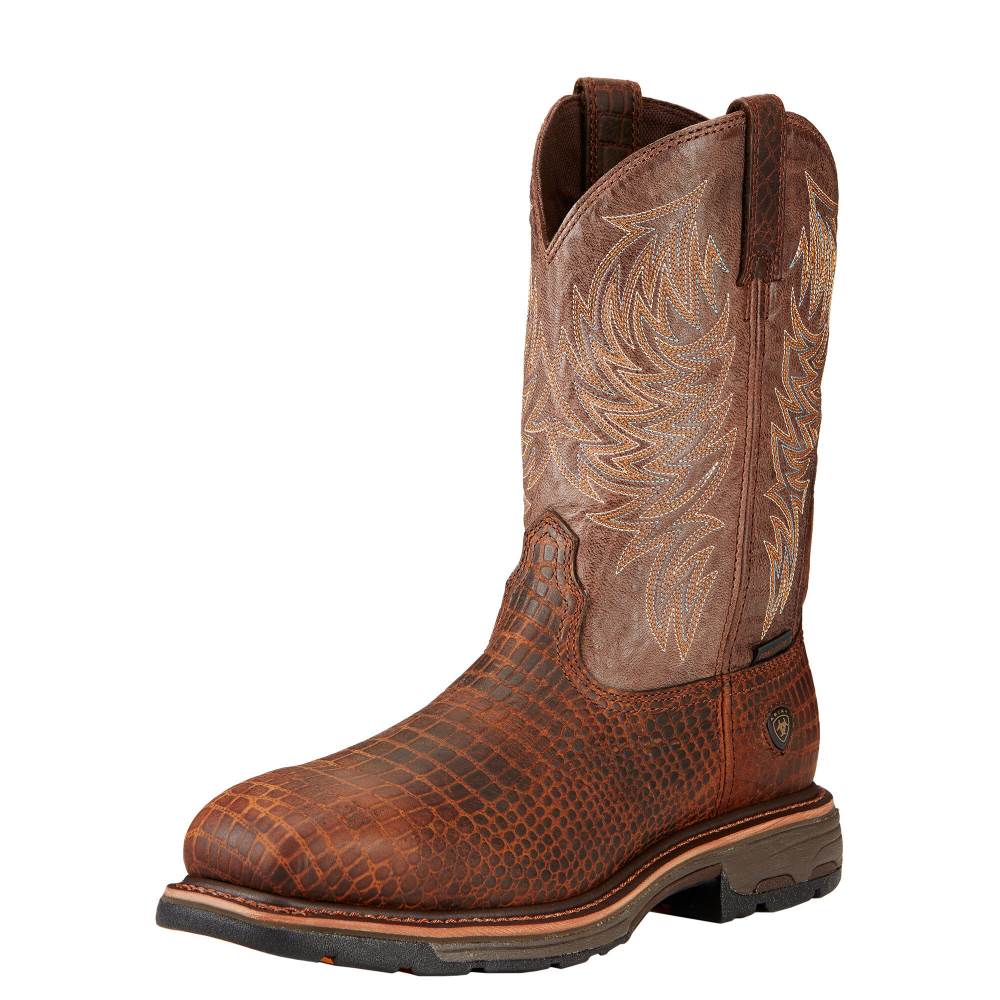 Ariat WorkHog Composite Toe Work Boot - BROWN CROCO PRINT