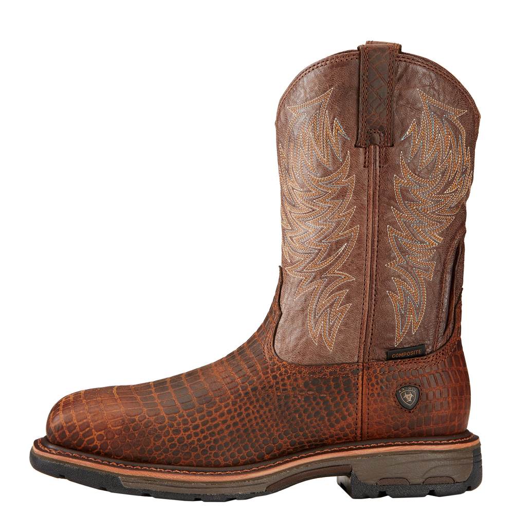 Ariat WorkHog Composite Toe Work Boot - BROWN CROCO PRINT