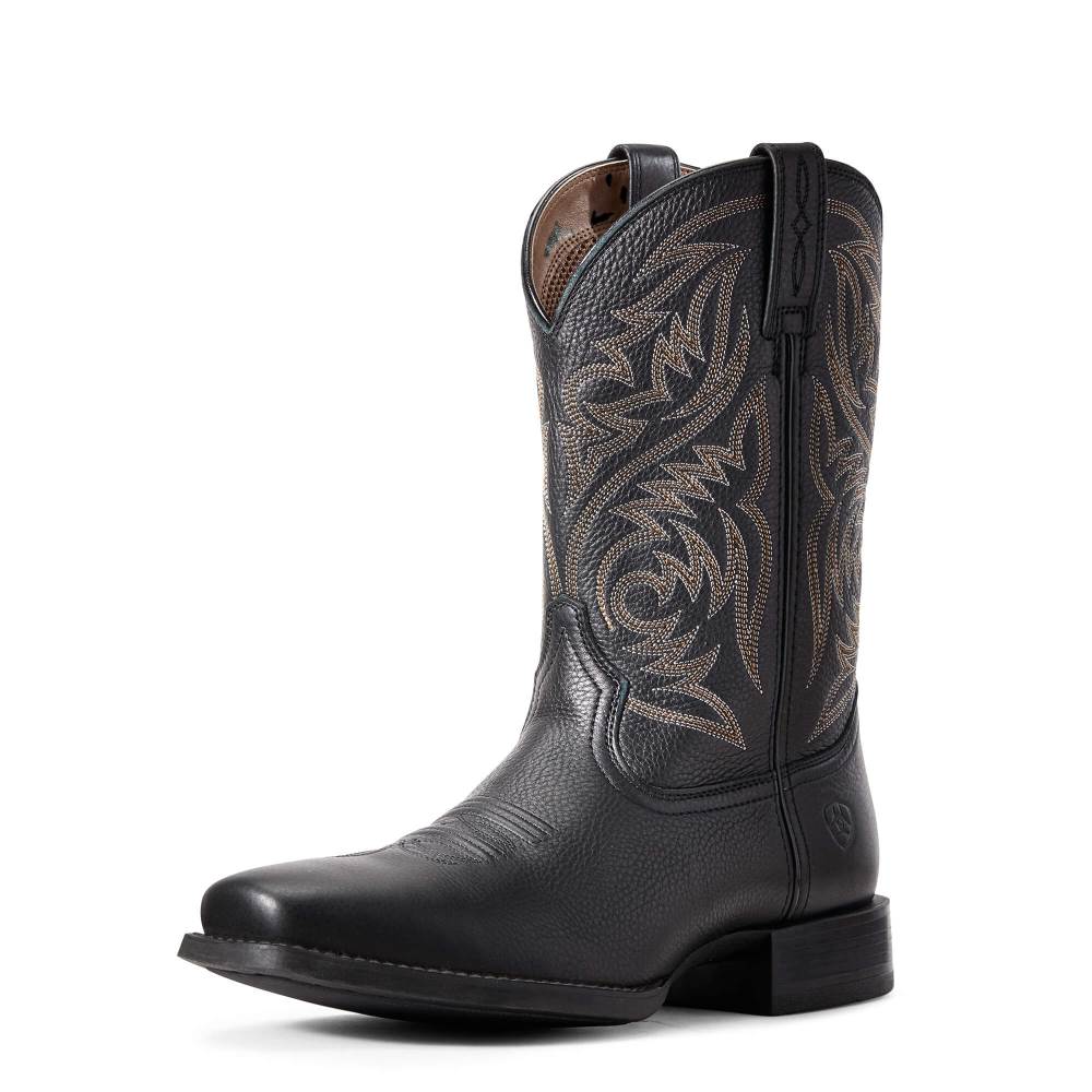 Ariat Sport Herdsman Western Boot - BLACK DEERTAN - Click Image to Close