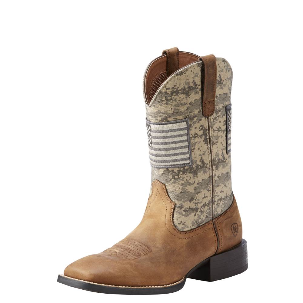 Ariat Sport Patriot Western Boot - DISTRESSED BROWN - Click Image to Close