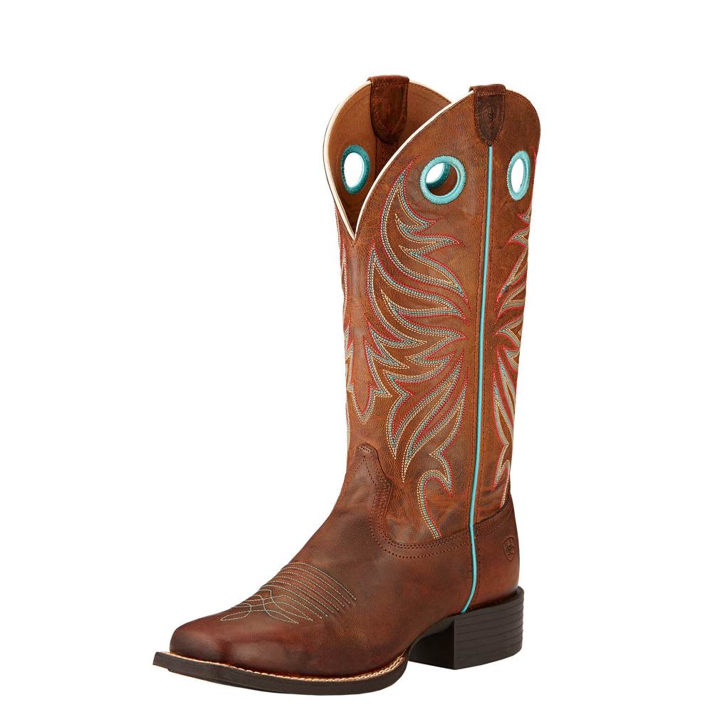 Ariat Round Up Ryder Western Boot - SASSY BROWN - Click Image to Close