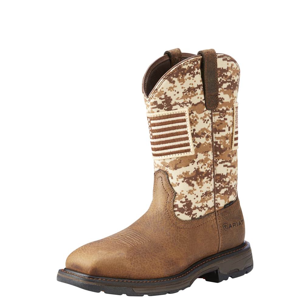 Ariat WorkHog Patriot Steel Toe Work Boot - EARTH/ SAND CAMO - Click Image to Close