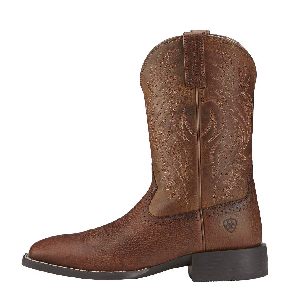 Ariat Sport Wide Square Toe Western Boot - FIDDLE BROWN