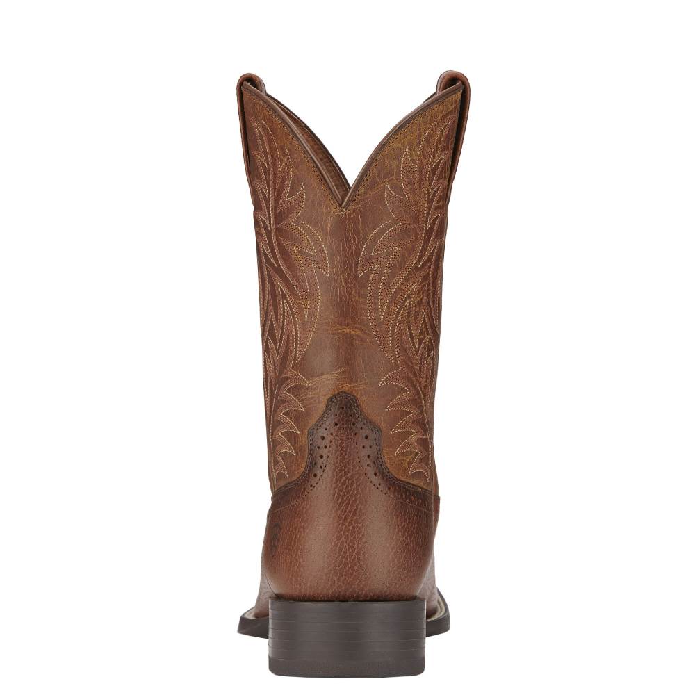 Ariat Sport Wide Square Toe Western Boot - FIDDLE BROWN