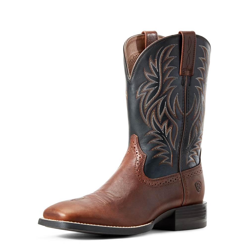 Ariat Sport Wide Square Toe Western Boot - COGNAC CANDY - Click Image to Close