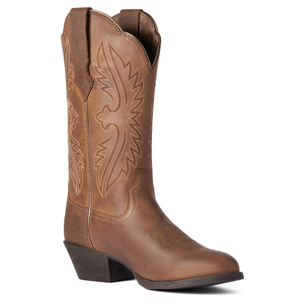 Ariat Heritage R Toe StretchFit Western Boot - DISTRESSED BROWN