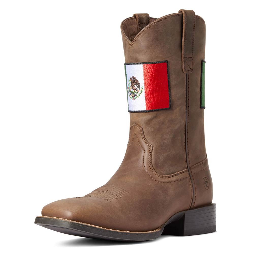 Ariat Sport Orgullo Mexicano II Western Boot - DISTRESSED BROWN - Click Image to Close