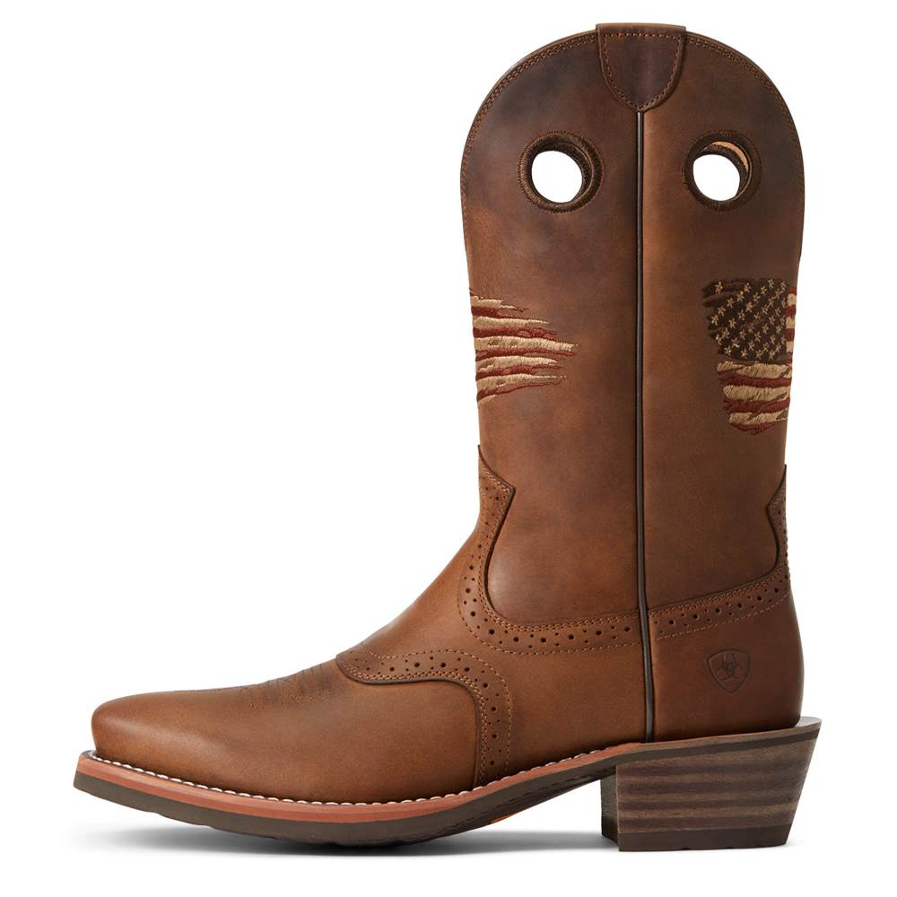 Ariat Roughstock Patriot Western Boot - DISTRESSED BROWN