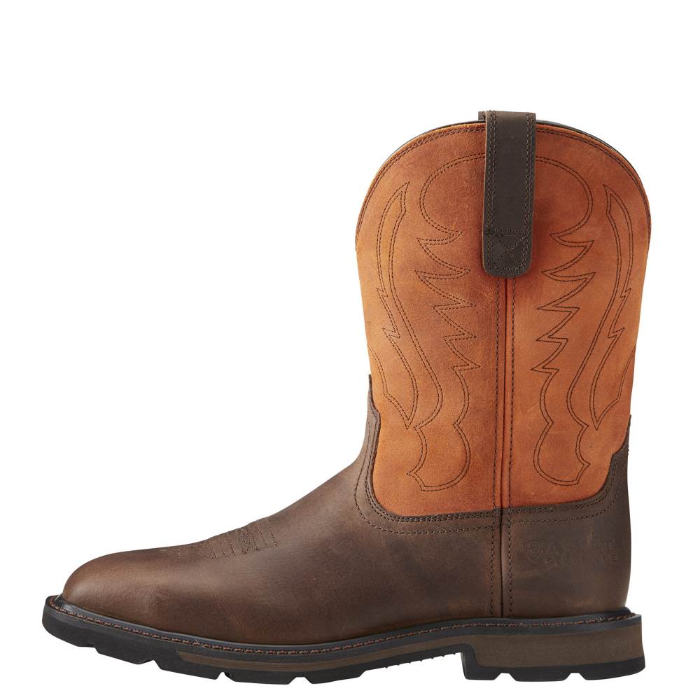 Ariat Groundbreaker Wide Square Toe Steel Toe Work Boot - BROWN EMBER