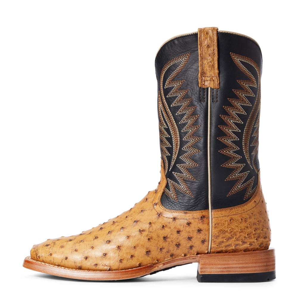 Ariat Gallup Western Boot - TAN FULL QUILL OSTRICH