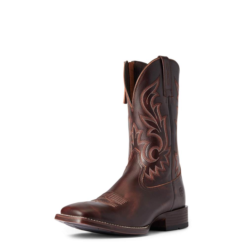 Ariat Slim Zip Ultra Western Boot - HAND STAINED RED - BROWN - Click Image to Close