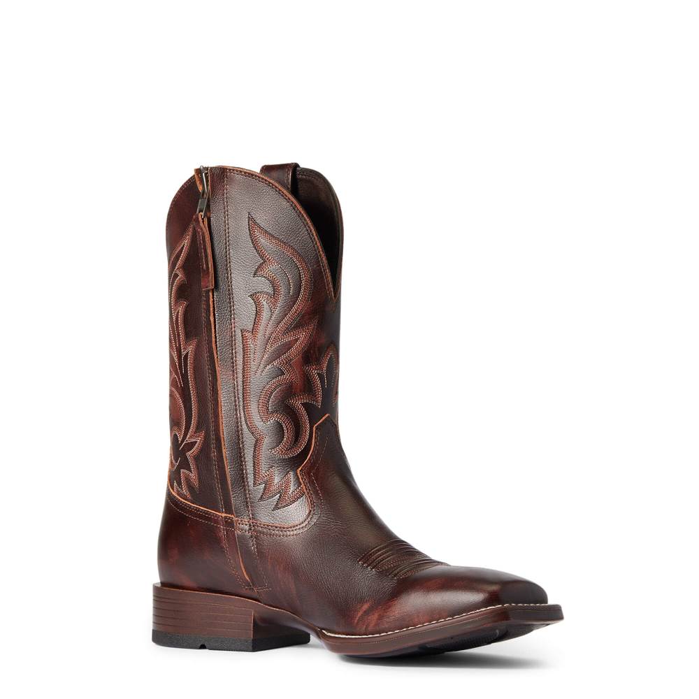 Ariat Slim Zip Ultra Western Boot - HAND STAINED RED - BROWN