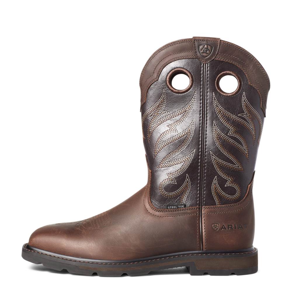 Ariat Groundwork Wide Square Toe Steel Toe Work Boot - BROWN